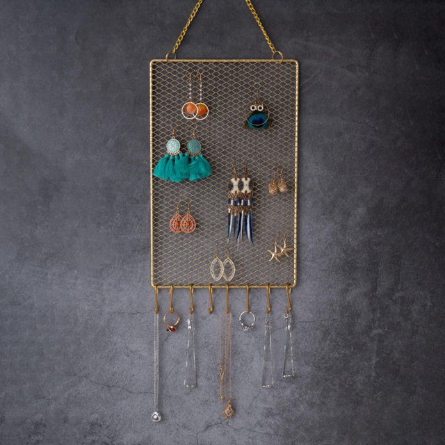 Organizador de Joyería Yinane Rack de joyería Cuadrícula Rectángulo Pantalla en Pared
