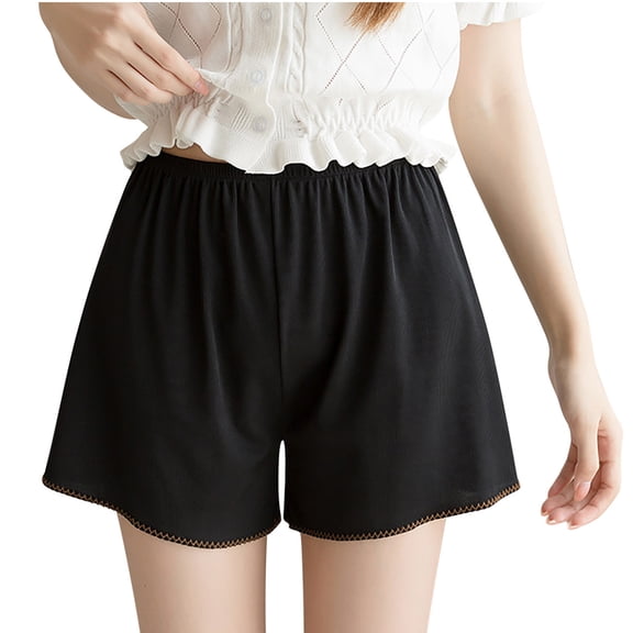 Ashirexll Women's Ice Silk Safety Pants Can Be Worn Outside Bottoming Shorts Black XXL