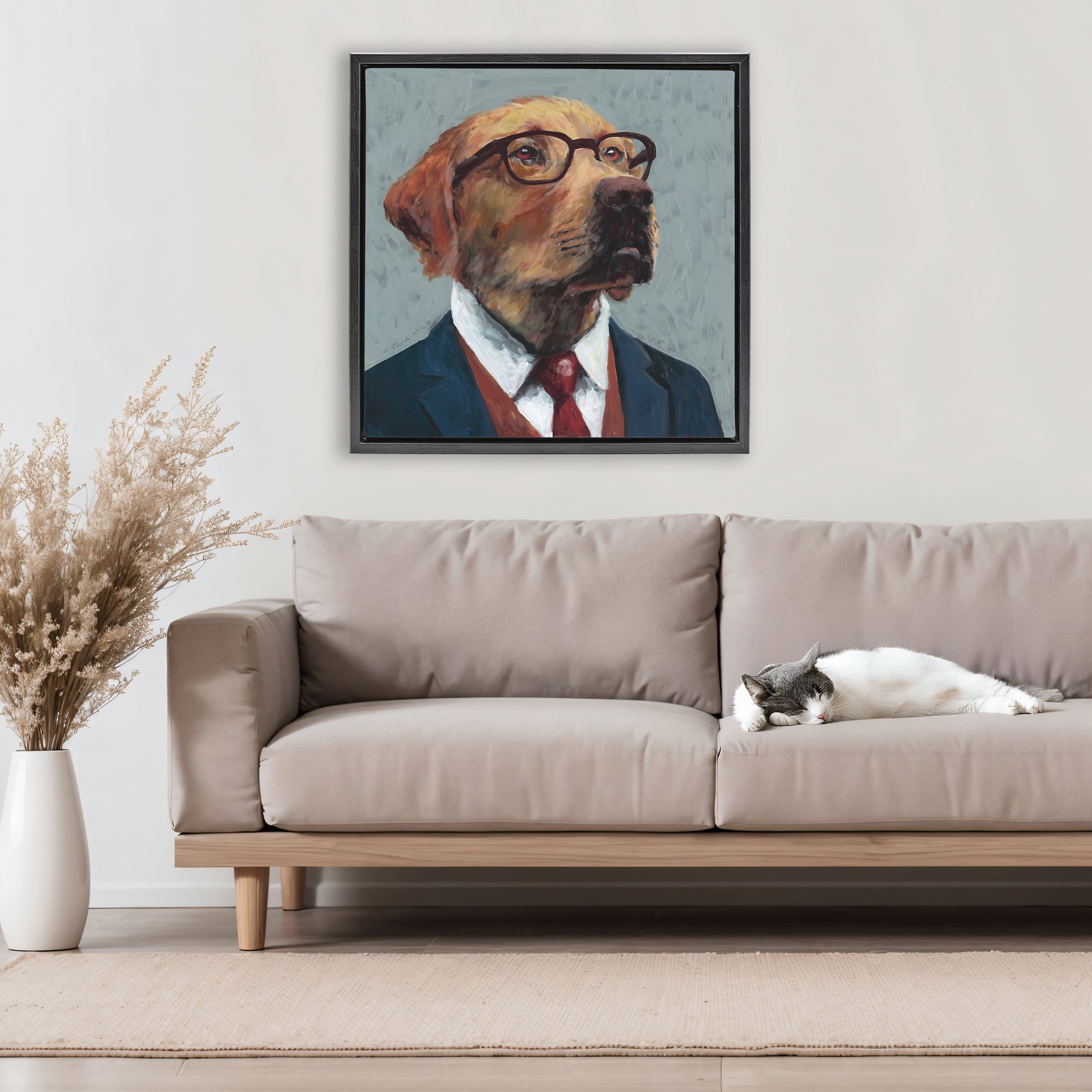 Stupell Industries Bark Kent Portrait Black Framed Floater Canvas Wall Art, design by Studio Bautista