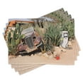 thumbnail image 1 of Ambesonne Vintage Car Place Mats Set of 4, Rusty Broken Car, Standard Size, Brown Green, 1 of 6