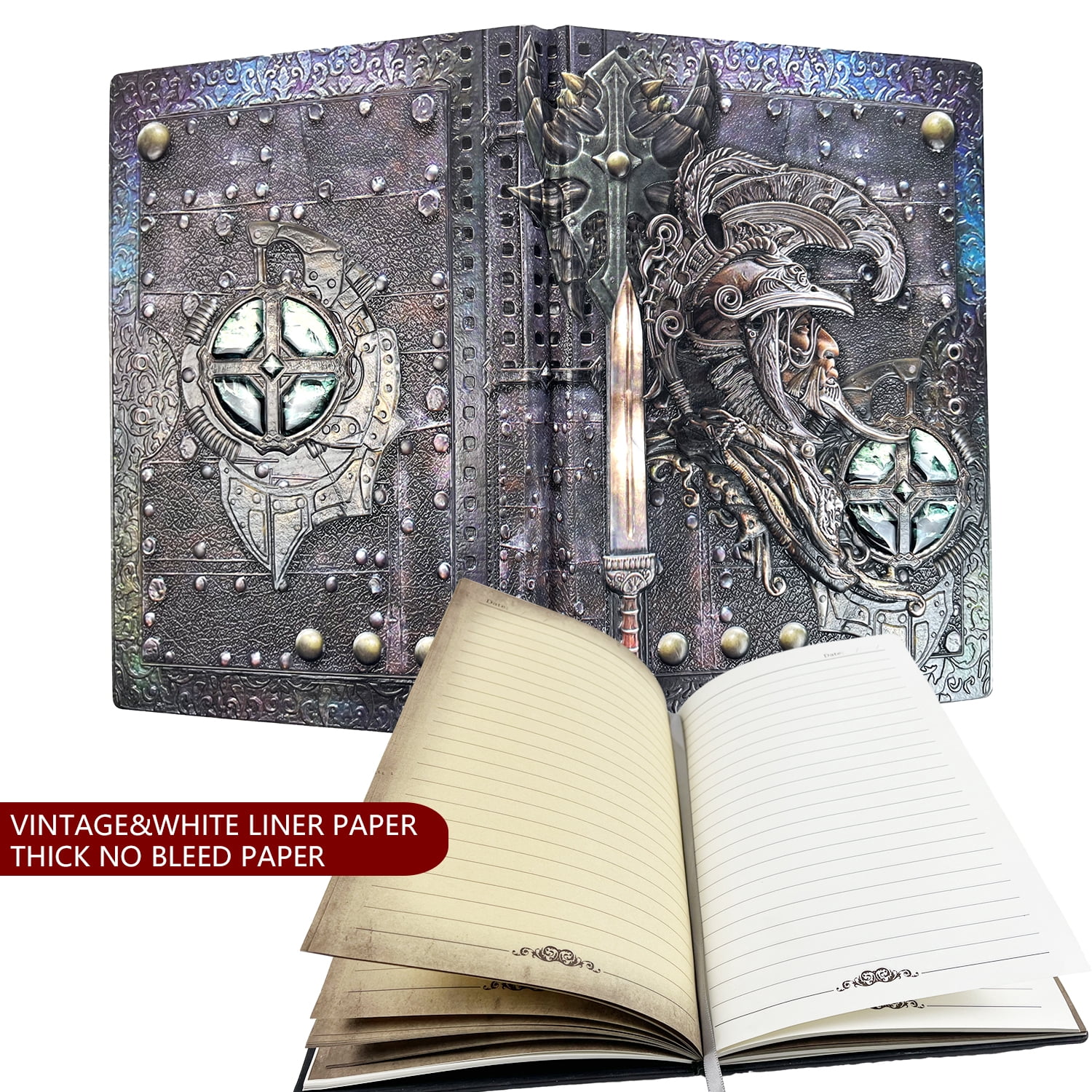 DND Notebook/Diary, unique 288 page book with warrior cover, ideal for Dungeons & Dragons/D&D. Makes a great RPG accessory, nerdy fantasy gift for DMs and players, men or women.