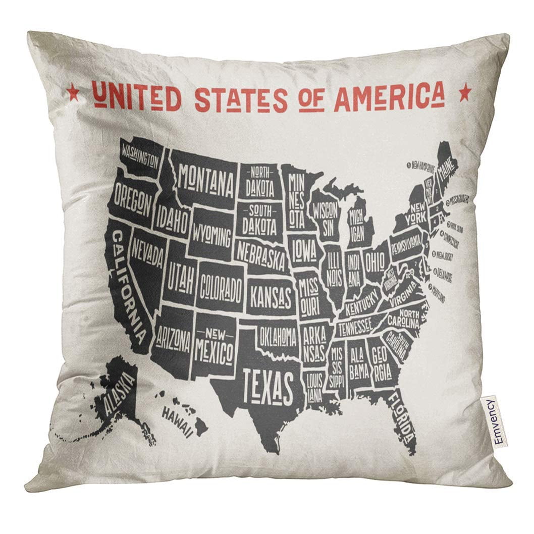 ARHOME Old Map of United States America with Names Black and White USA