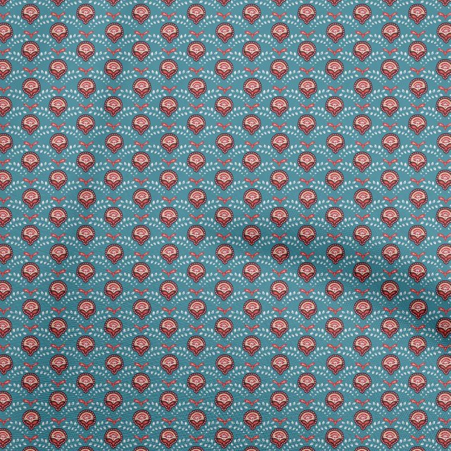 oneOone Rayon Teal Blue Fabric Block Sewing Craft Projects Fabric Prints By Yard 56 Inch Wide-WL