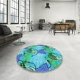 thumbnail image 4 of Ahgly Tapis d'Intérieur Lavable en Machine Carré Turquoise Vert, 4 Pieds Carré, 4 of 7