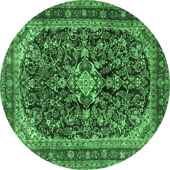 Ahgly Company Indoor Round Persian Emerald Green Traditional Area Rugs, 7' Round