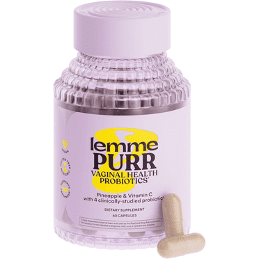 Lemme Purr Vaginal Probiotic Capsules for Women - Promotes pH Balance, Healthy Vaginal Odor & Urinary Tract Health w/Lactobacillus Blend, Clinically Tested Strains, Pineapple & Vitamin C, 60 Count