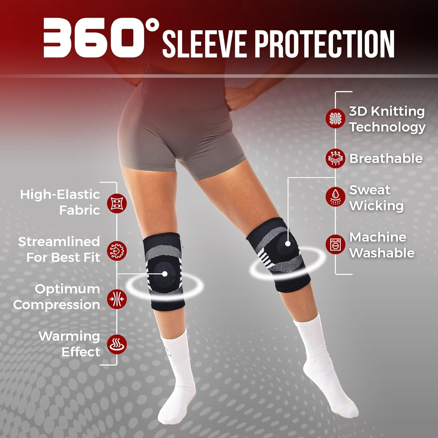Nordic Lifting Knee Brace Sleeve Support for Men and Women Knee Compression for Arthritis Pain Relief - (Large Grey)