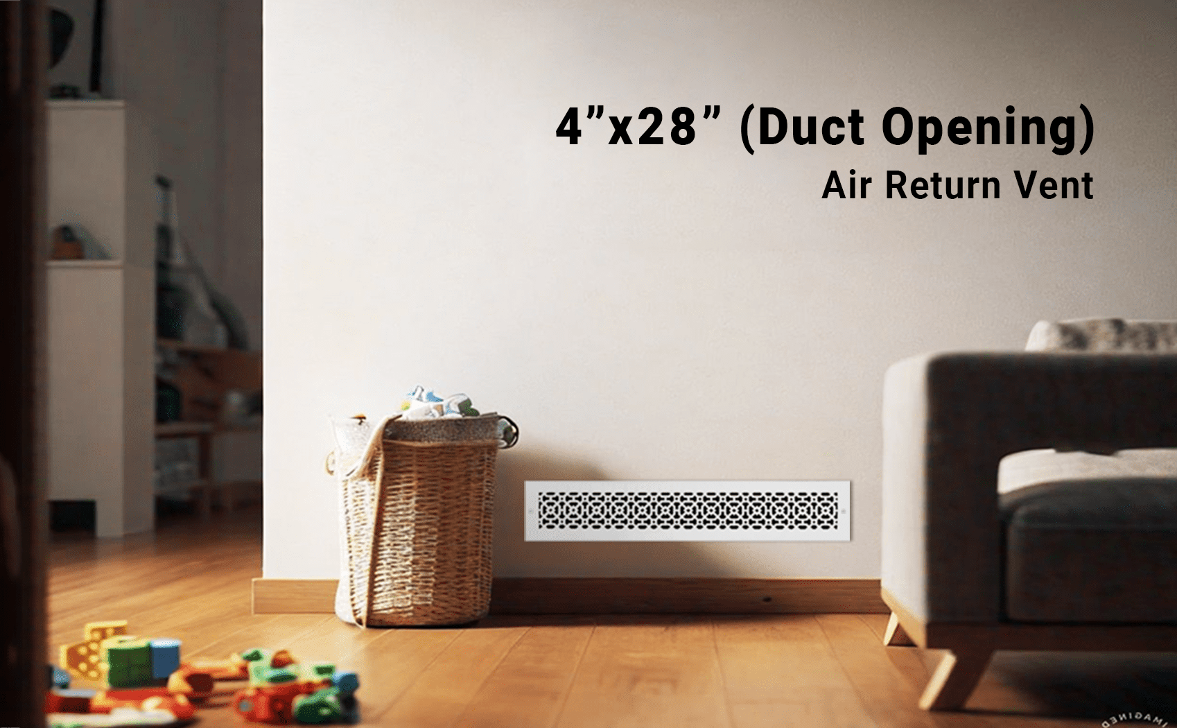 Achtek Air Return 4"x28" (Overall Size 6"x30") | Cast Aluminum Air Grille | HVAC Duct Cover for Home Ventilation
