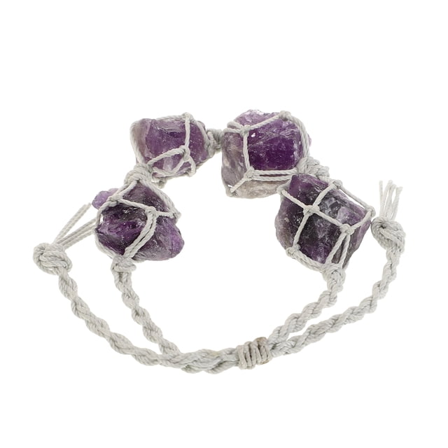 Pulsera tejida a mano con cristal de amatista, pulsera para mujer, joyería de piedra natural, pulsera trenzada ajustable, pulsera vintage