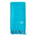 thumbnail image 5 of Authentic Hotel and Spa Authentic Sol Monogrammed Pestemal Fouta Turquoise Blue Tonal Stripe Turkish Cotton Bath/ Beach Towel Turquoise/Q, 5 of 5