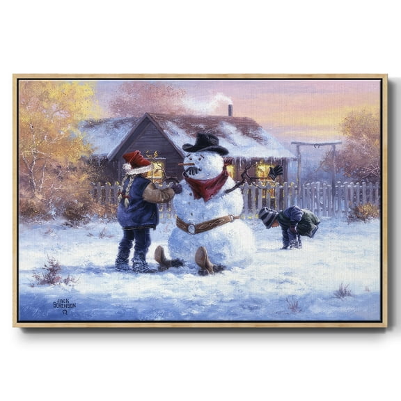 Gonna Be in Trouble - Framed Gallery Wrapped Holiday Canvas - 17 x 25 - Natural Wood Frame