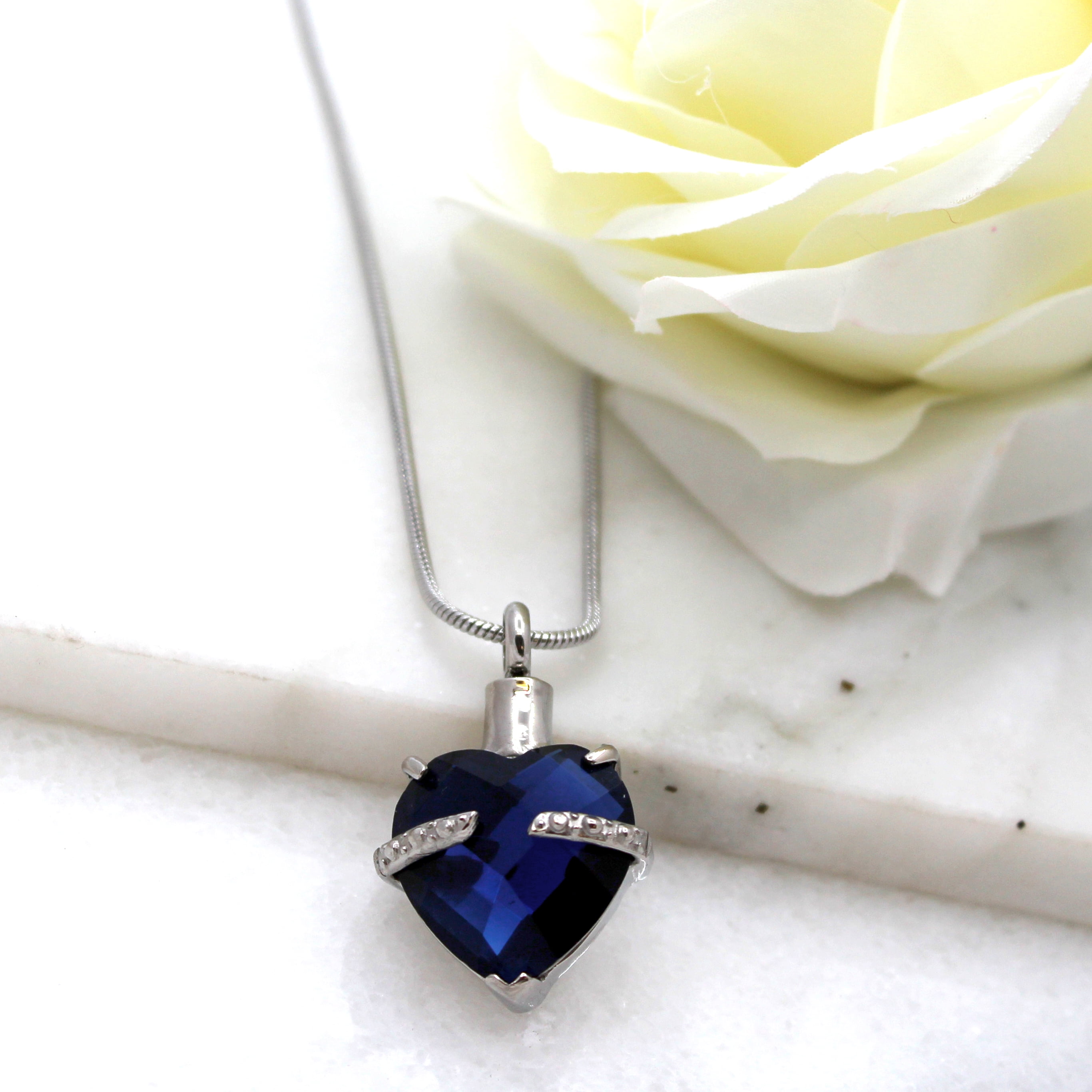 Anavia Birthstone Heart Cremation Necklace Stainless Steel Memorial Jewelry Urn Ashes Holder Container with Free Funnel Kit and Velvet Jewelry Box [September]