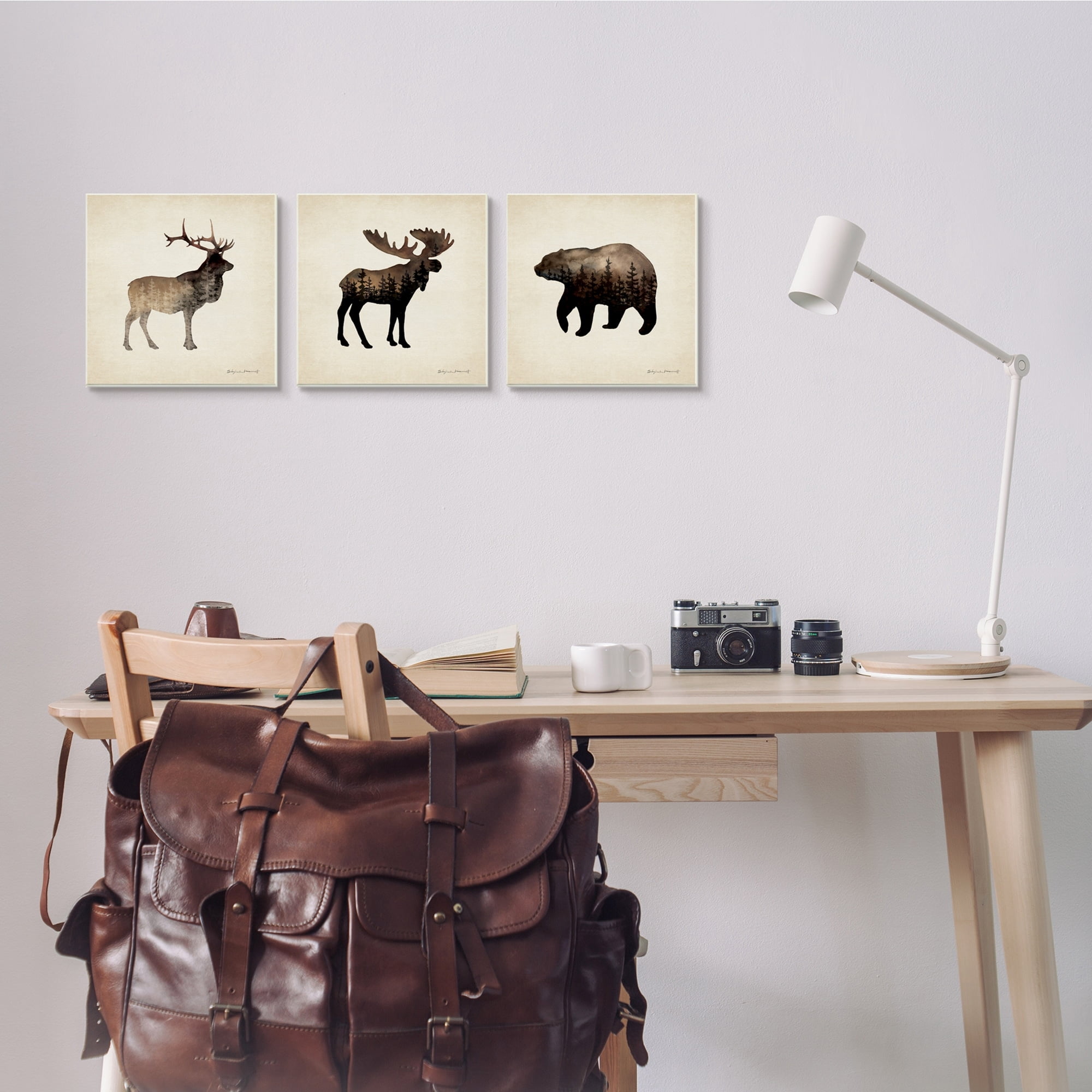 Stupell Industries Woodland Animal Silhouettes Rustic Forest Pine Tree Landscape, 12 x 12, Design by Stephanie Workman Marrott