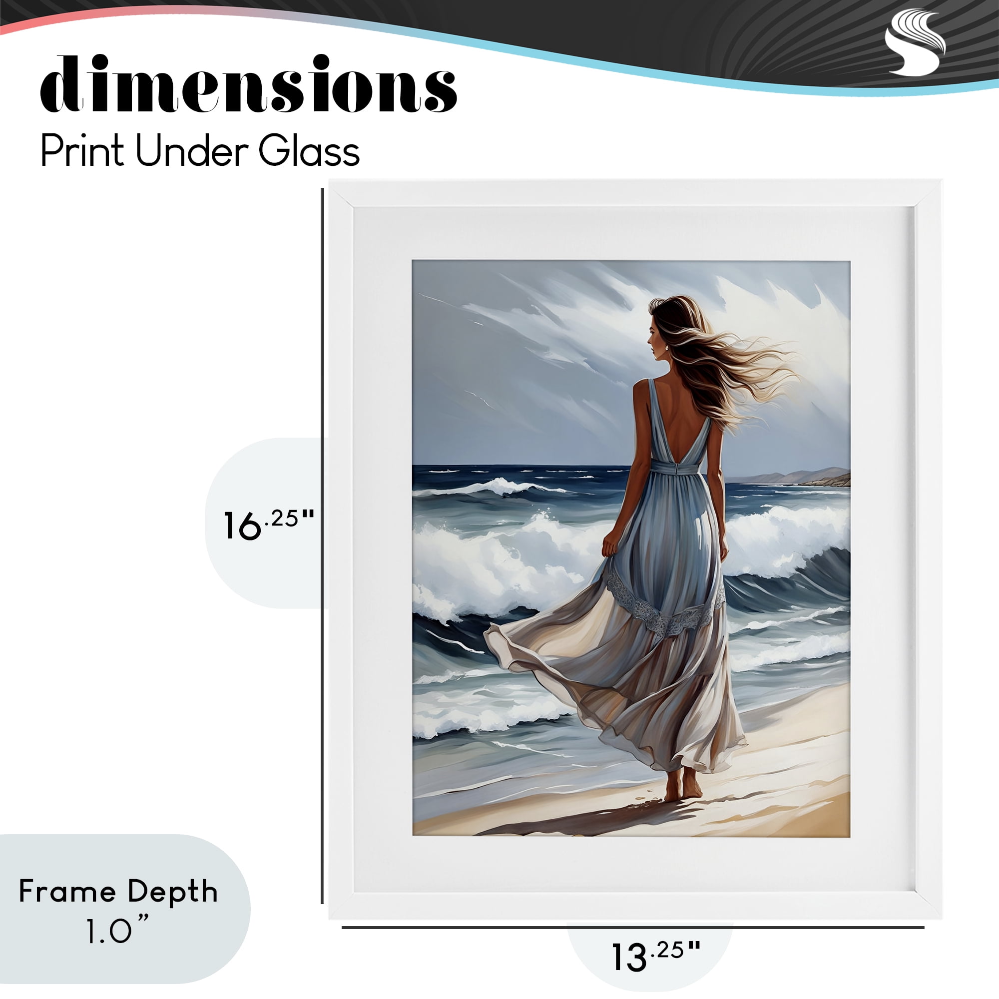 Stupell Industries Walk In The Waves White Framed Print Under Glass, design by Tabz Jones