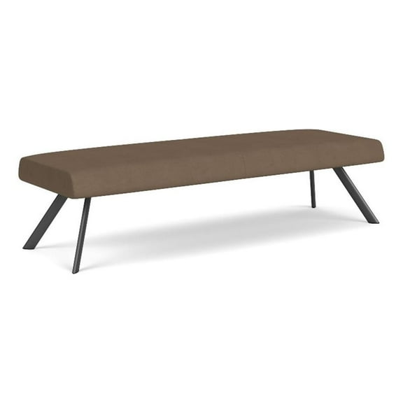 Willow Lounge Lobby Reception Waiting 3 Seat Bench / Charcoal Steel / Brown