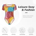 thumbnail image 6 of The Xecao Colorful Wool Balls Women's Crew Neck Body Suit, a short-sleeved bodysuit and basic swimsuit, both comfort and style for dating and daily life, 6 of 9