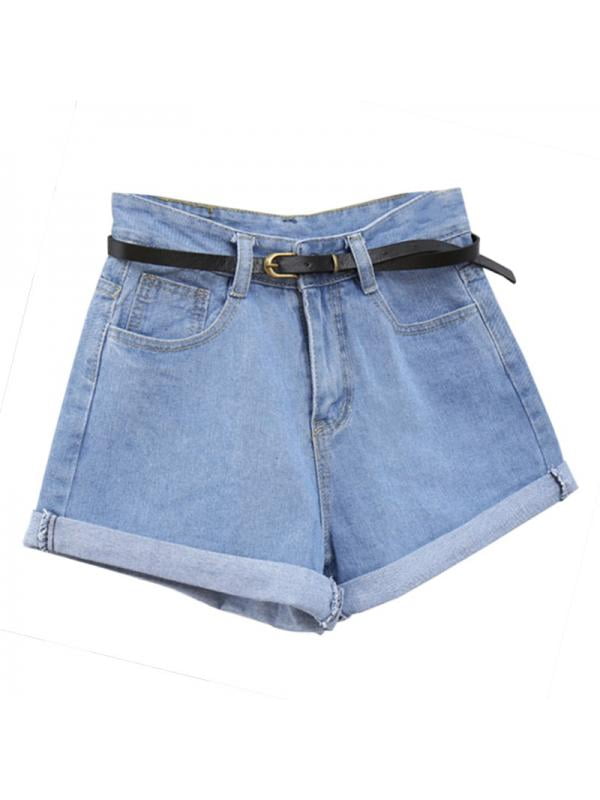 rolled denim shorts