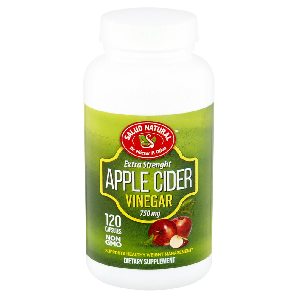 Salud Natural Extra Strength Apple Cider Vinegar Dietary Supplement, 750 mg, 120 count Walmart