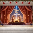 thumbnail image 4 of Starry Design Love Came Down Banner Religious Theme Nativity Banner Golden Star Red Background Christmas Banner for Christmas Decoration Church Event Religious Ceremony, 4 of 9