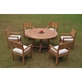 thumbnail image 4 of Grade-A Teak Dining Set: 6 Seater 7 Pc: 60" Round Table And 6 Veranda Arm Chairs Outdoor Patio WholesaleTeak #WMVRn, 4 of 4