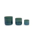 thumbnail image 3 of Set of 3 Grid Ceramic Flowerpot, Modern Planter for Patio, Garden, Windowsill - Blue Green, 3 of 9