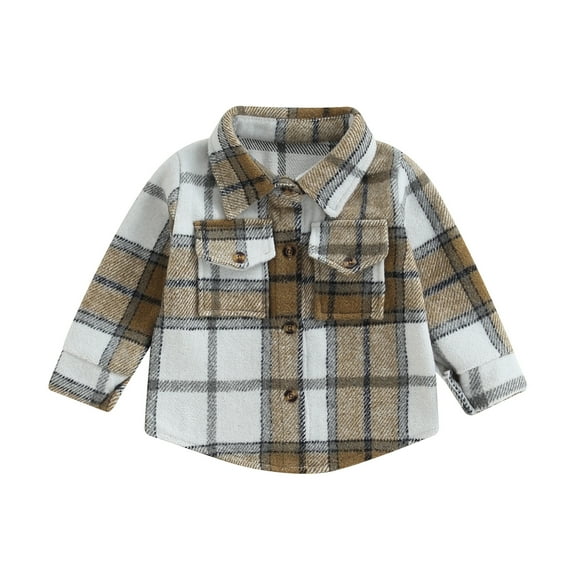Toddler Boys Clothes 6M 12M 18M 24M 2Y 3Y 4Y Button Down Flannel Shirt Plaid Pocket Fall Top Little Kids Long Sleeve Outerwear