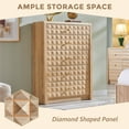 thumbnail image 5 of wow97e Modern 5 Drawer Dresser for Bedroom, Wooden Tall Dressers & Chests of Drawers w/Diamond Panel Decorate, Natural, 5 of 7