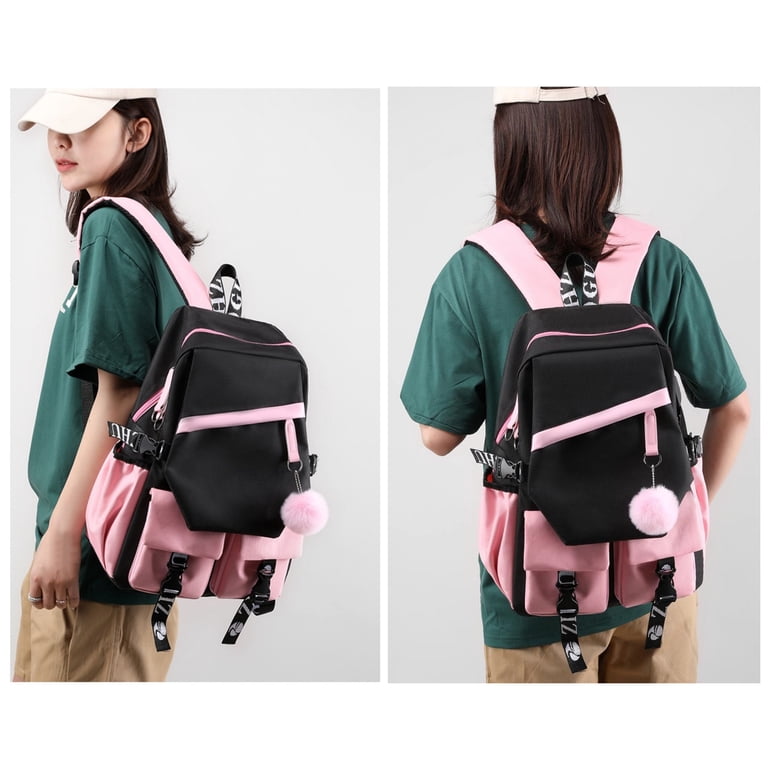 SPIRTUDE, Girls Backpack with Lunch Box Set, 17 inch, Pink 