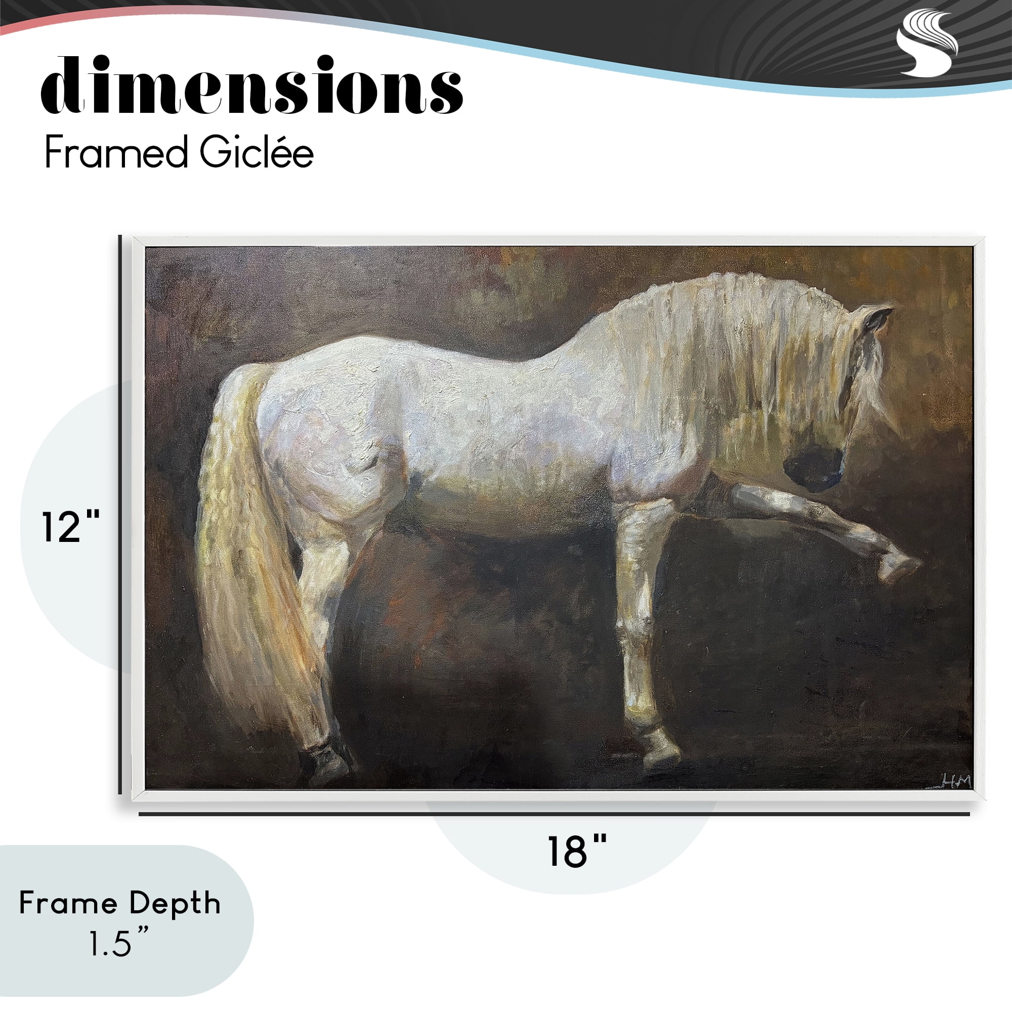 Stupell Industries Elegant White Stallion in Motion White Framed Giclee Art, design by Hilary McCarthy