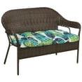 thumbnail image 4 of Jordan Manufacturing 44" x 18" Hixon Caribe Blue Leaves Rectangular Tufted Contoured Outdoor Wicker Settee Bench Cushion, 4 of 14