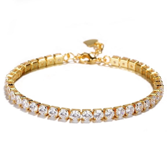 Amy and Annette 14K Gold Plated Genuine Crystal Tennis Bracelet