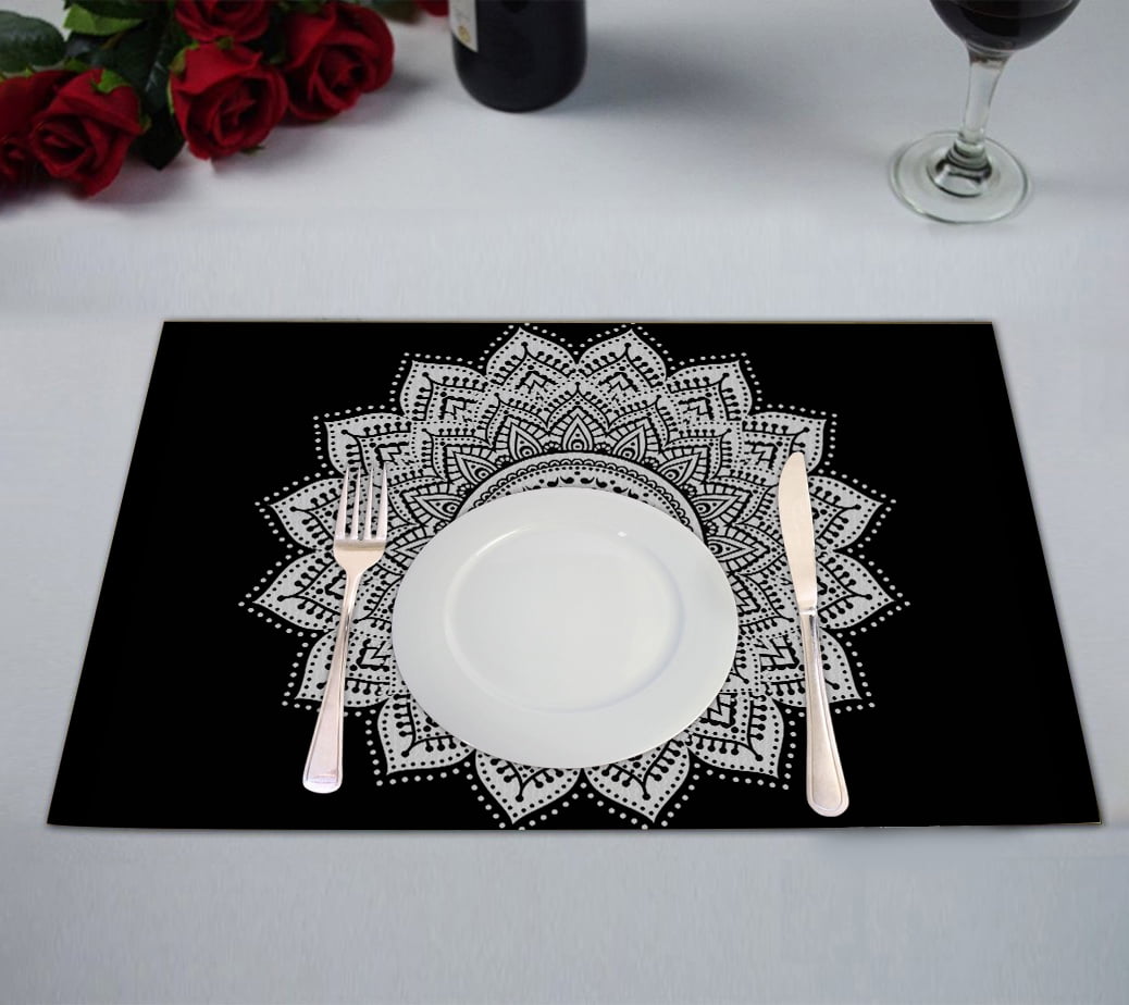 GCKG Mandala Placemat,MandalaBlack and White Indian Table Placemat