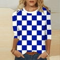 thumbnail image 6 of FNFYFH 3/4 Length Sleeve Womens Plus Size Tops Crew Neck Checkered Shirt Loose Fit Tunic Blouses, 6 of 6