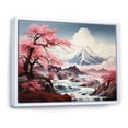 thumbnail image 3 of Designart "Springtime Cherry Blossoms in Pink Japan Mountains II" Extra Large Landscapes Framed Wall Art - Traditional White Japan Entryway Framed Wall Art Print, 3 of 7
