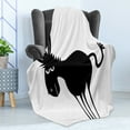 thumbnail image 4 of Donkey Soft Flannel Fleece Throw Blanket, Silhouette of an Animal Mascot Character Style Funny Comic Donkey, Cozy Plush for Indoor and Outdoor Use, 70" x 90", Black and White, by Ambesonne, 4 of 5