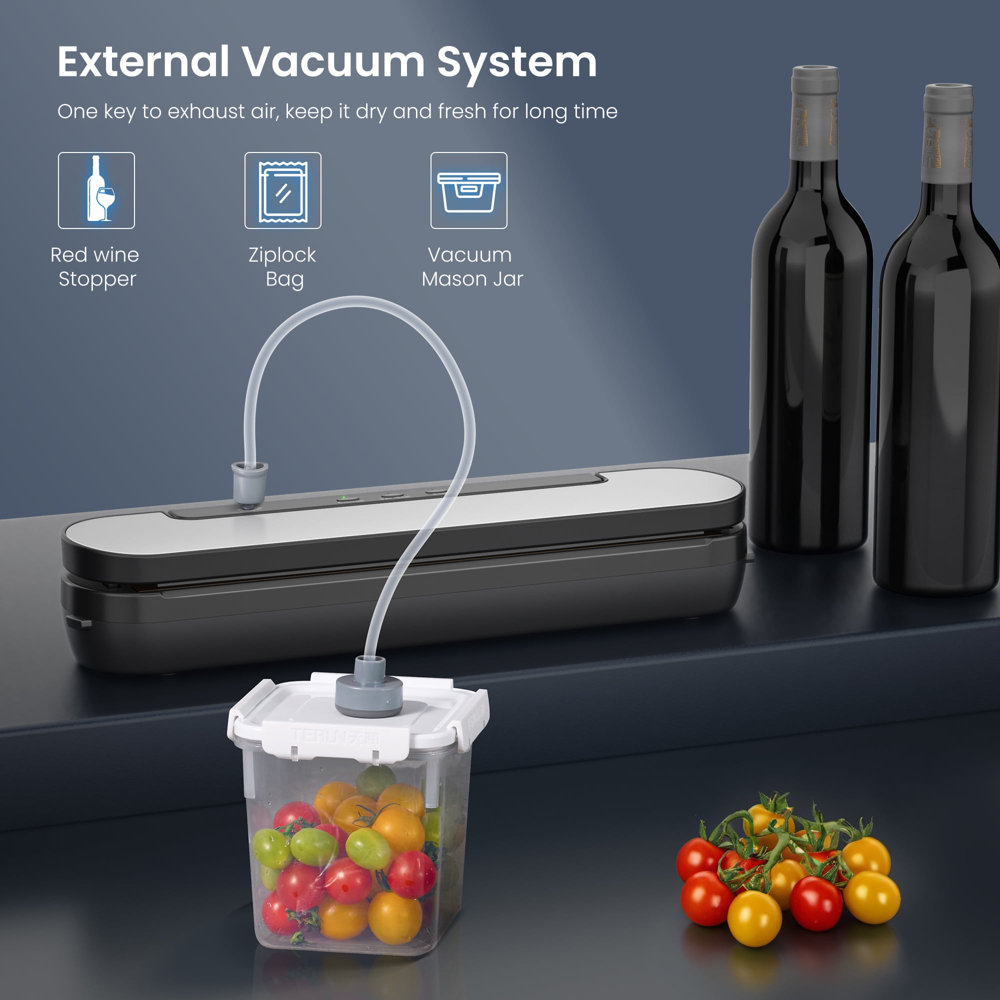 Aukey Home Vacuum Sealer Machine 8 in 1 Automatic Food Sealer, 75Kpa Powerful Air Sealing System with Dry&Moist Modes for Home Use, 15inch