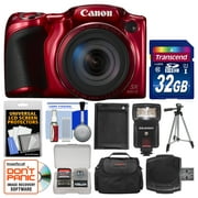 Canon PowerShot SX420 IS Wi-Fi Digital Camera (Red) with 32GB Card + Case + Flash + Battery + Tripod + Kit