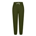 thumbnail image 5 of Avrnliq Womens Ultra Soft 4-Way Stretch Relaxed Fit Straight Leg Casual Jogger Pants with Elastic Drawstring Waist & Functional Pockets, Green,Size L, 5 of 7