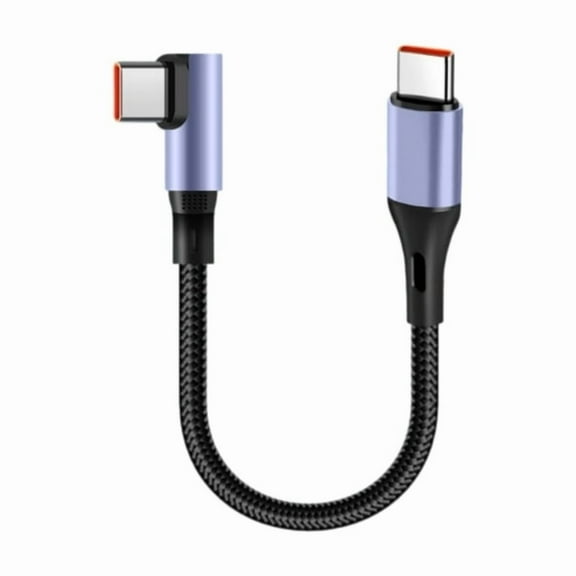 90 Degree Angled Tip Type C to Type C Fast Charging Cable Short Portable Data Cord for Quick Stable Charging 15/30cm