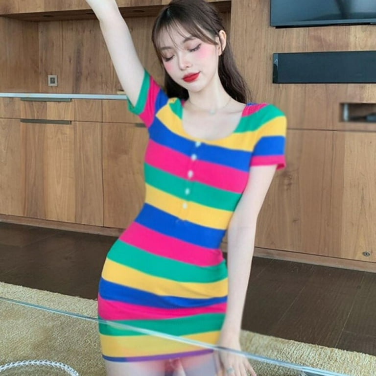 Tight hot sale rainbow dress