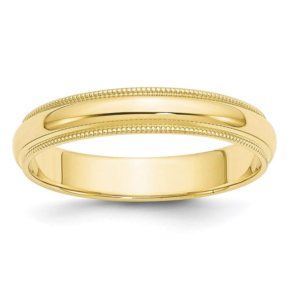 10k Yellow Gold 3mm Milgrain Half Round Wedding Ring Band Size 4-14 Full & Half Sizes 