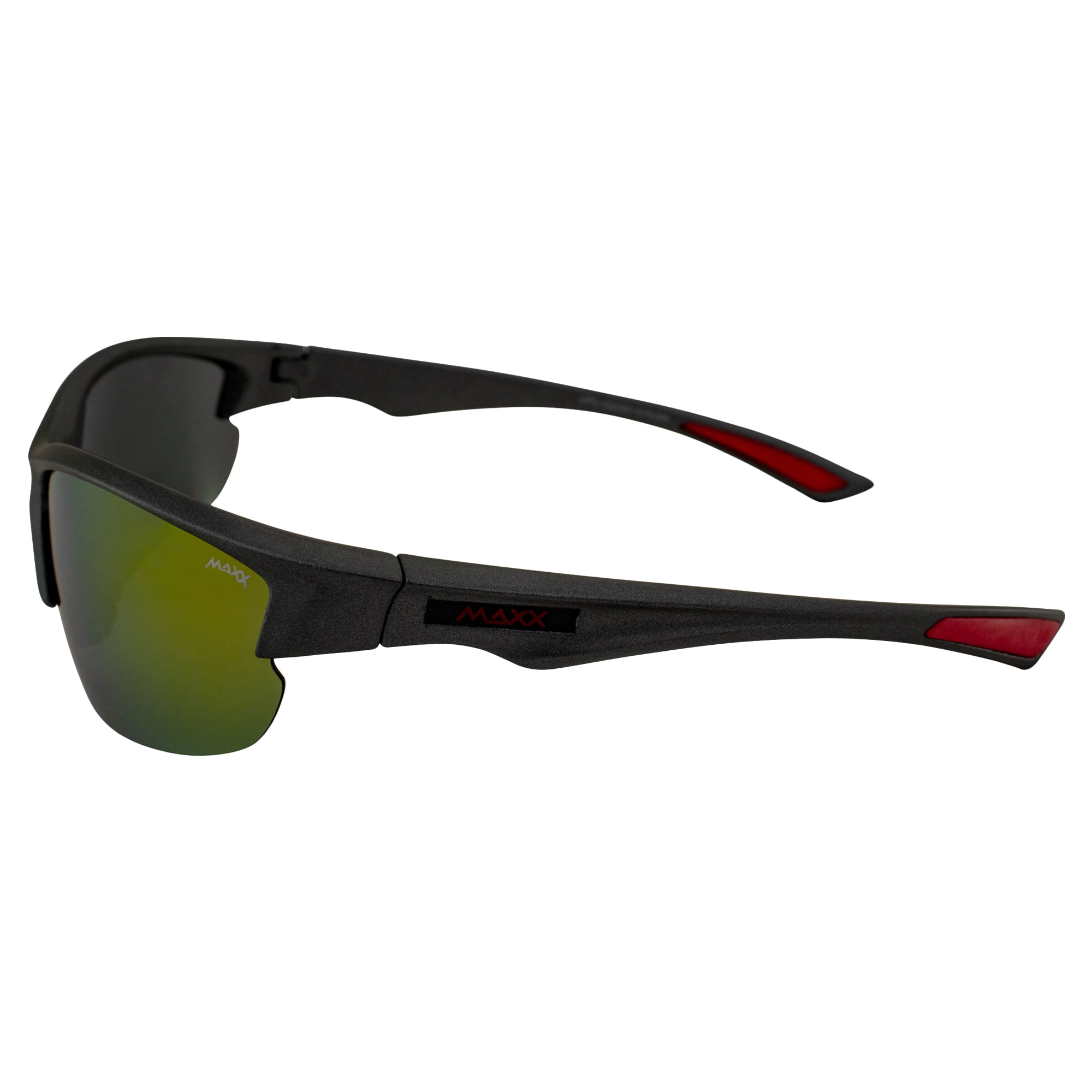 Maxx Spirit Red Mirrored Smoke Polarized Lenses Gunmetal Frame Sports Sunglasses