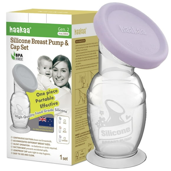 Extractor de leche Haakaa Manual con base de 100 ml y tapa Lavender Gen.2