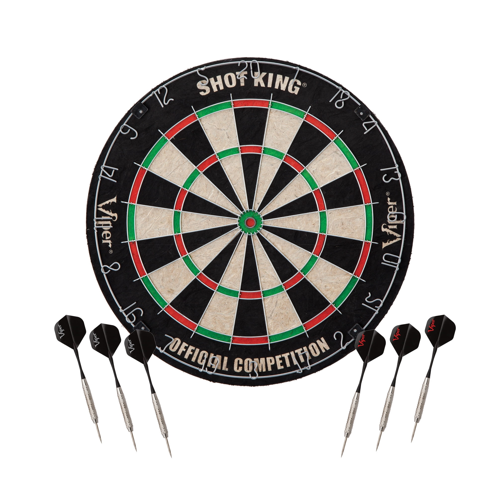 Viper Shot King Bristle Dartboard, Viper Small Cricket Chalk Scoreboard, Viper Dart Laser Line, and Viper Wall Defender II