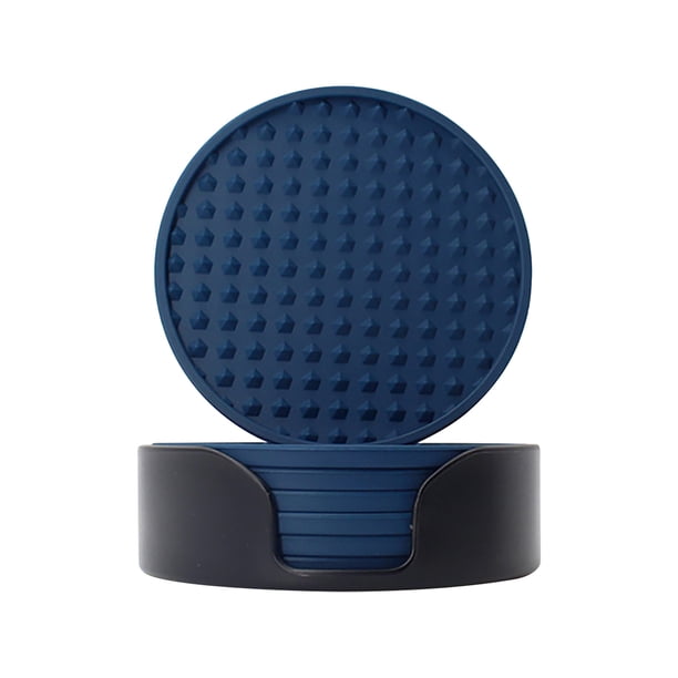 ¡Venta caliente! Portavasos para bebidas, Portavasos de silicona Juego de 6 piezas con soporte de plástico, Portavasos para mesa de centro, Portavasos para mesa, Portavasos para bebidas