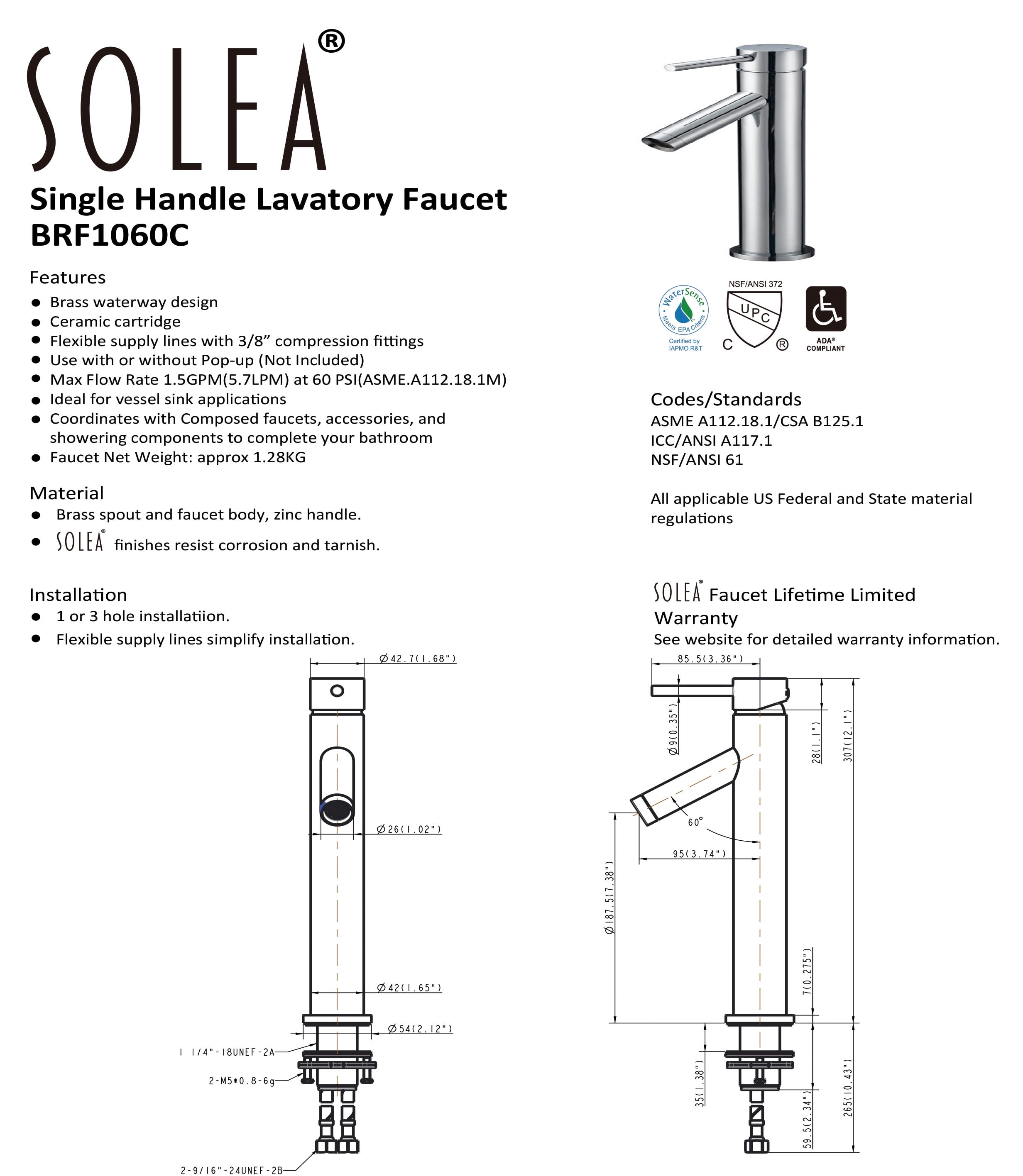Safavieh Solea Elation Bathroom Faucet in Chrome