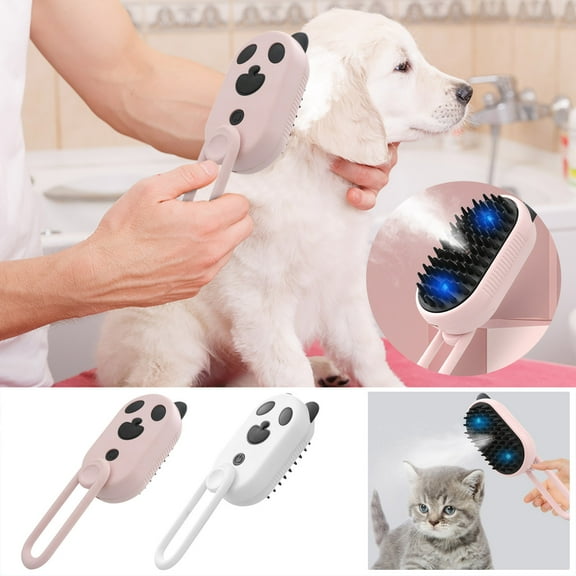 3-in-1 Pet Spray Brush, Grooming and Massage Brush for Cats and Dogs, Handheld Deshedding Tool with Gentle Cleaning