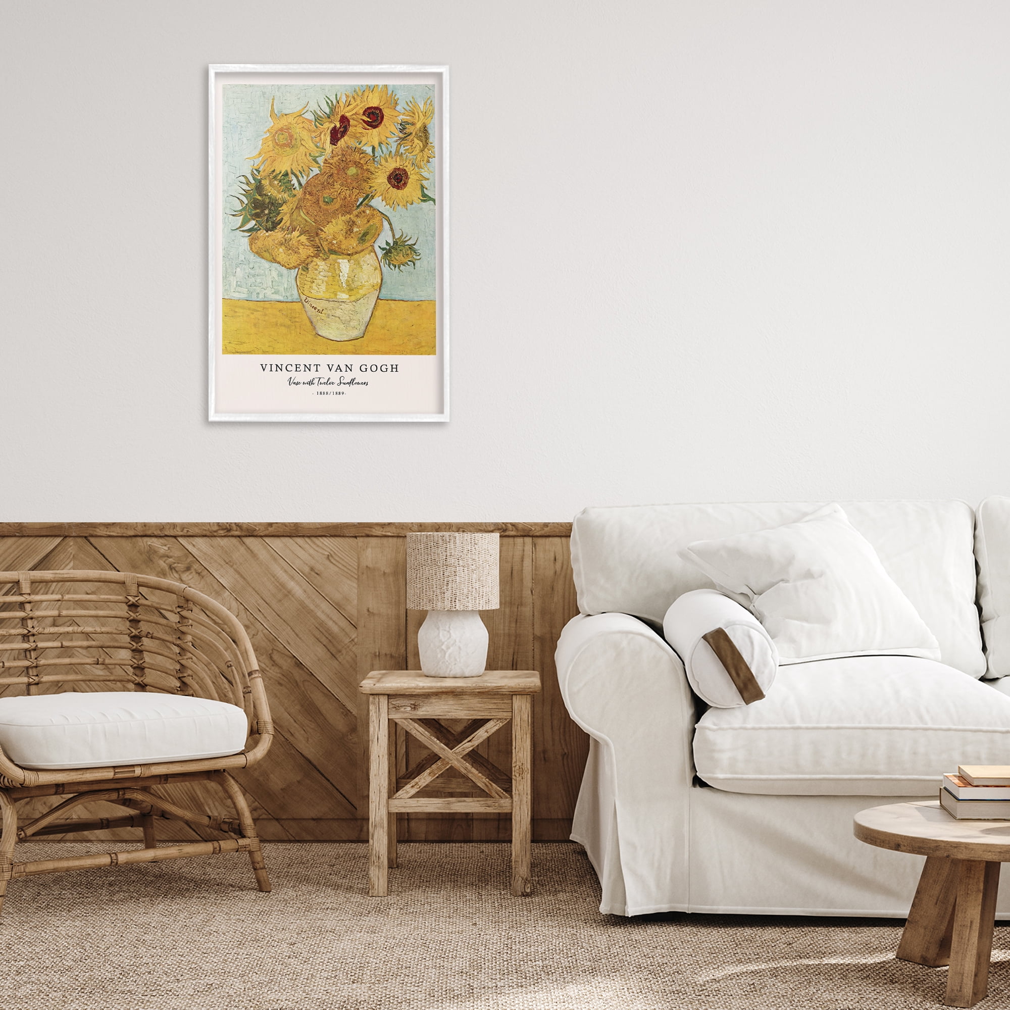 Stupell Industries Classic Vase with Twelve Sunflowers White Framed Giclee Art, design by Vintage Hustle