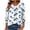 #0222-White, variant on Women's Crew Neck Ruching All Over Striped Print Fashion Casual Loose Fit 3/4 Sleeve 3/4 Sleeve Top