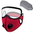 thumbnail image 2 of Full Face, Reusable Carbon Filter Dust Mask for Outdoor Activities, Silica Dust Mask with 10 Included Filter Replacements, Nose Filters for Dust Paired Full Face Cover, Red 1Pc, 2 of 7